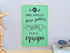 CARTEL DE MADERA "NO SOMOS PERFECTOS..."
